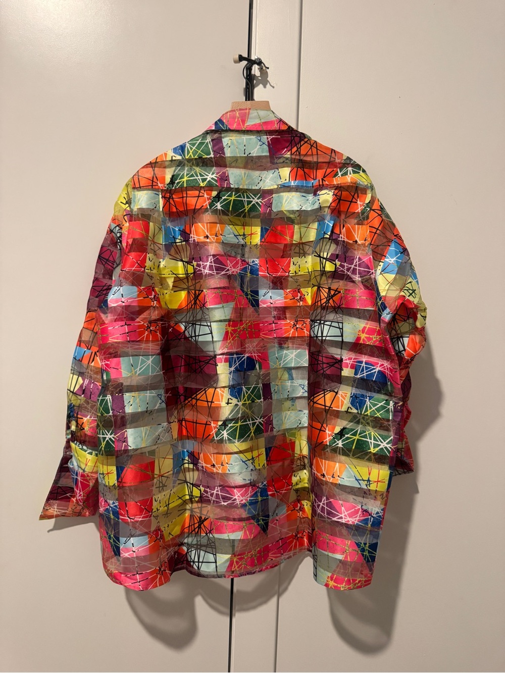Multicolor Abstract Print Men’s Button-Up Jacket - Picture 2 of 3
